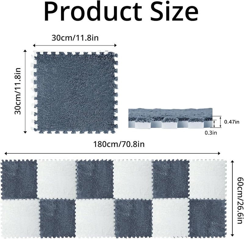 XVersion 20 Pcs 30* 30* 1cm Interlocking Foam Mat Floor Tiles - Ultimate Comfort EVA Foam Padding,Soft Plush, Non-Slip Backing, Easy to Clean, Perfect for Playroom, Bedroom(10 Pcs White &10 Pcs Gray) - Image 4