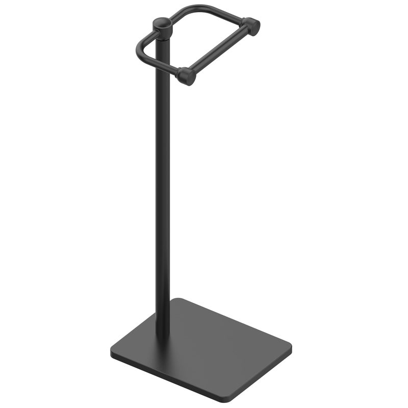RUACQ Toilet Paper Holder Stand  Bathroom Toilet Paper Roll Holder Free Standing  Toilet Tissue Holder Stand with Post Pivoting Design  Stable Weighted Base  SUS304 Stainless Steel (Matte Black) - Image 1