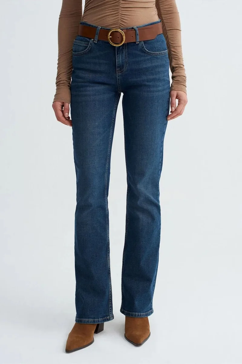 Dilvin Mid Blue Denim DILVIN Low-Waist Straight-Leg Jeans for Women | Best Price UAE