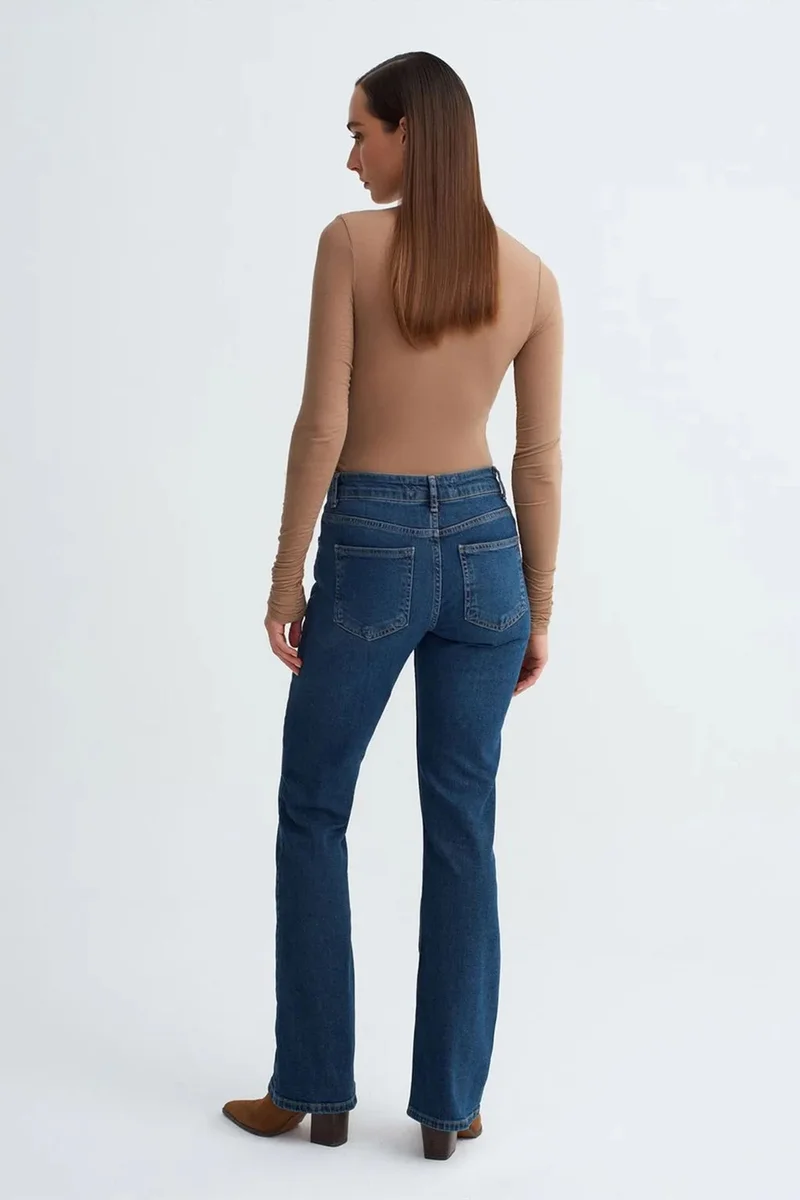 Dilvin Mid Blue Denim DILVIN Low-Waist Straight-Leg Jeans for Women | Best Price UAE