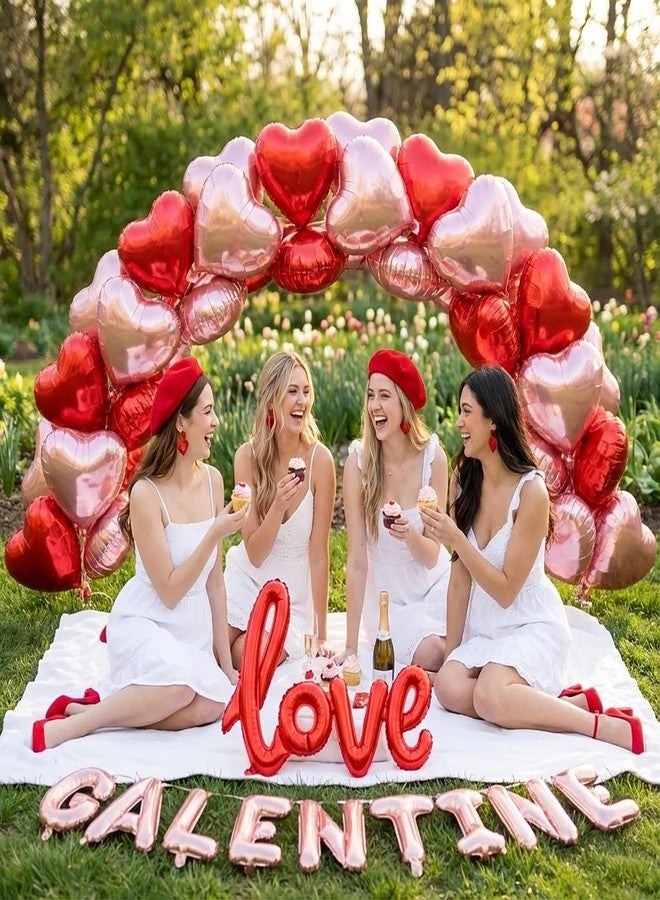 kozee Galentine's Day Balloon Decorations Kit -with Red Rose Gold GALENTINES GANG & LOVE Heart Foil Balloons for Best Friends Bachelorette Bridal Shower Valentine's Celebration Decorations - Image 5