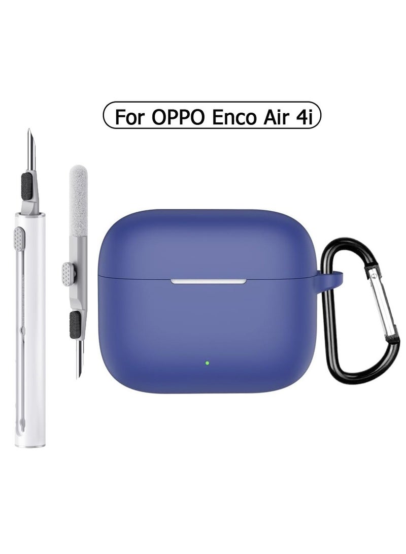 Soft Silicone Case ​with Keychain and Cleaning tools for Oppo Enco Air 4i Case Cover-Blue - Image 1