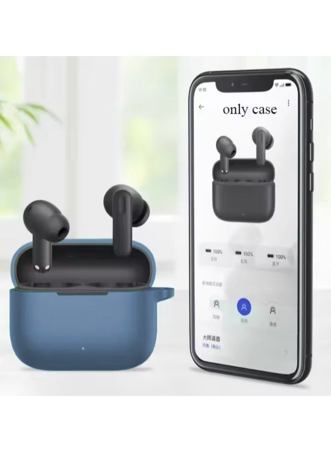 Soft Silicone Case ​with Keychain and Cleaning tools for Oppo Enco Air 4i Case Cover-Blue - Image 4