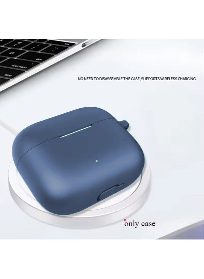 Soft Silicone Case ​with Keychain and Cleaning tools for Oppo Enco Air 4i Case Cover-Blue - Image 5