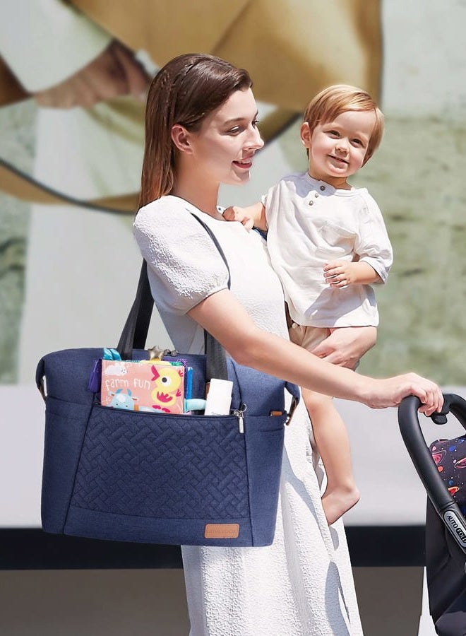 Lovevook Diaper Bag Tote, Large Baby Tote Bag, Travel Diaper Tote for Mom and Dad with Changing Pad and First Aid Bag,Navy Blue, Navy Blue, Large, Casual Fashional Large Capacity - Image 2