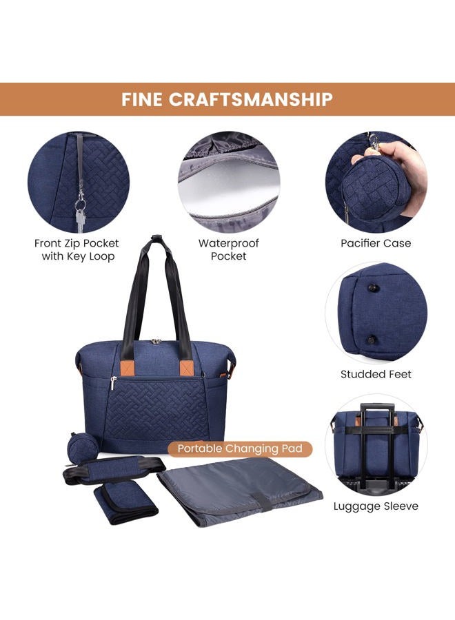 Lovevook Diaper Bag Tote, Large Baby Tote Bag, Travel Diaper Tote for Mom and Dad with Changing Pad and First Aid Bag,Navy Blue, Navy Blue, Large, Casual Fashional Large Capacity - Image 5