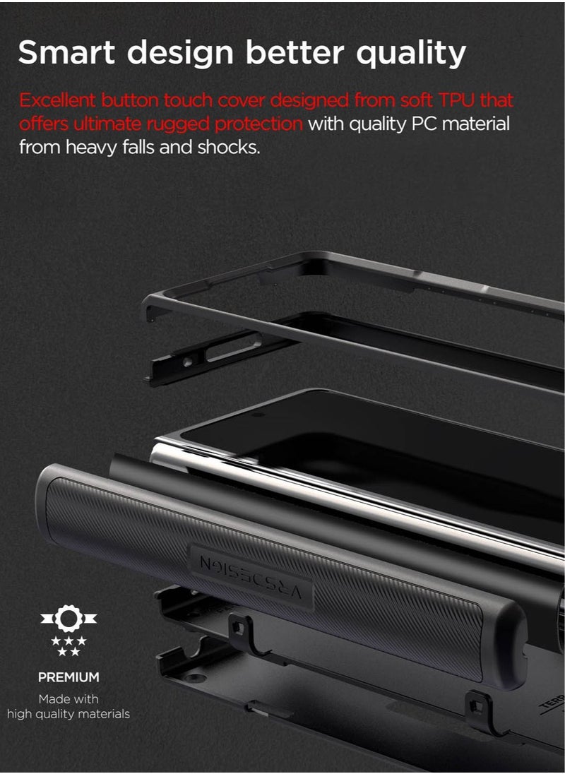Terra Guard Active (Hinge Protection) Case Cover for Samsung Galaxy Z Fold 4 (2022) With Screen Protector - Matte Black