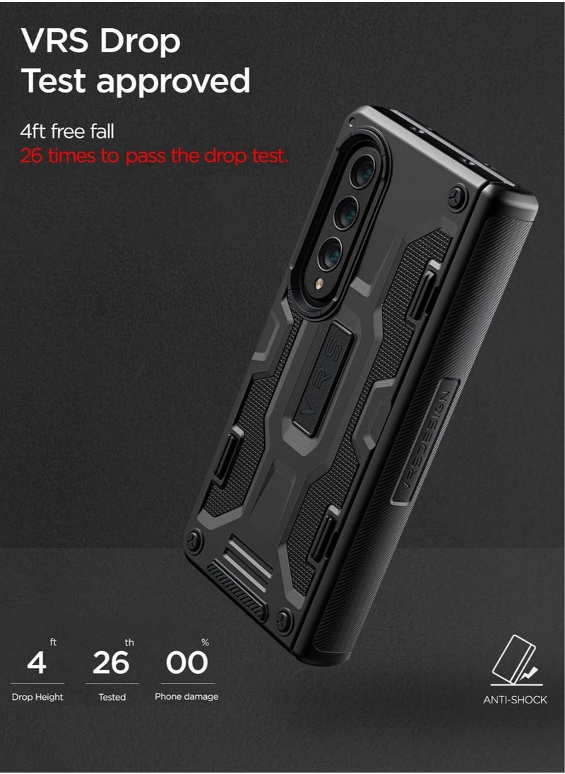 Terra Guard Active (Hinge Protection) Case Cover for Samsung Galaxy Z Fold 4 (2022) With Screen Protector - Matte Black