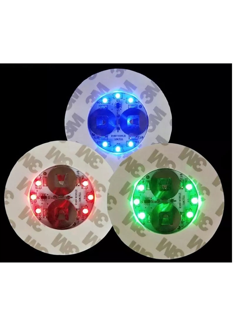 ماركة غير محددة مجموعة من 3 ملصقات كوستر LED ذاتية اللصق ، 4 × SMD LED بما في ذلك البطاريات  - Image 1