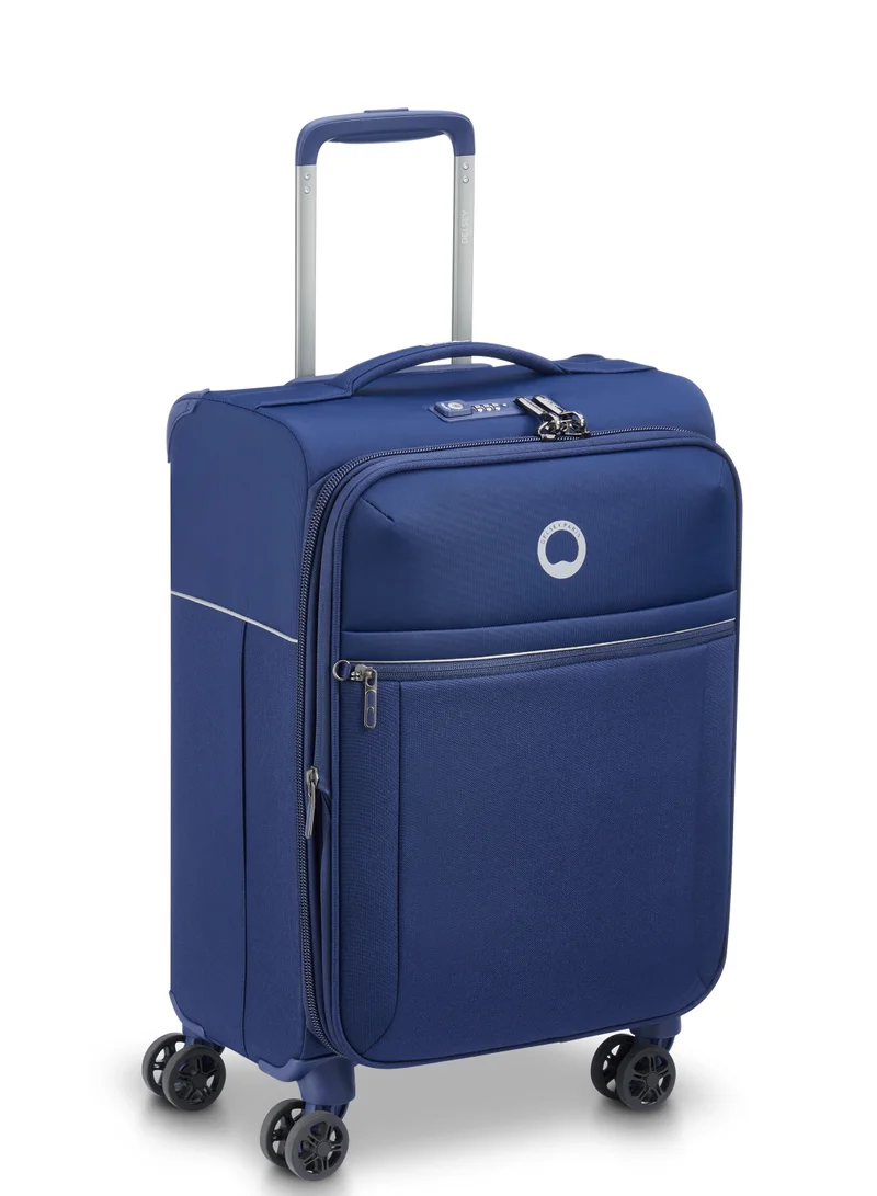 ديلسي _باريس Brochant 2.0 55cm Softcase 4 Double Wheel Expandable Cabin LuggageTrolley Blue