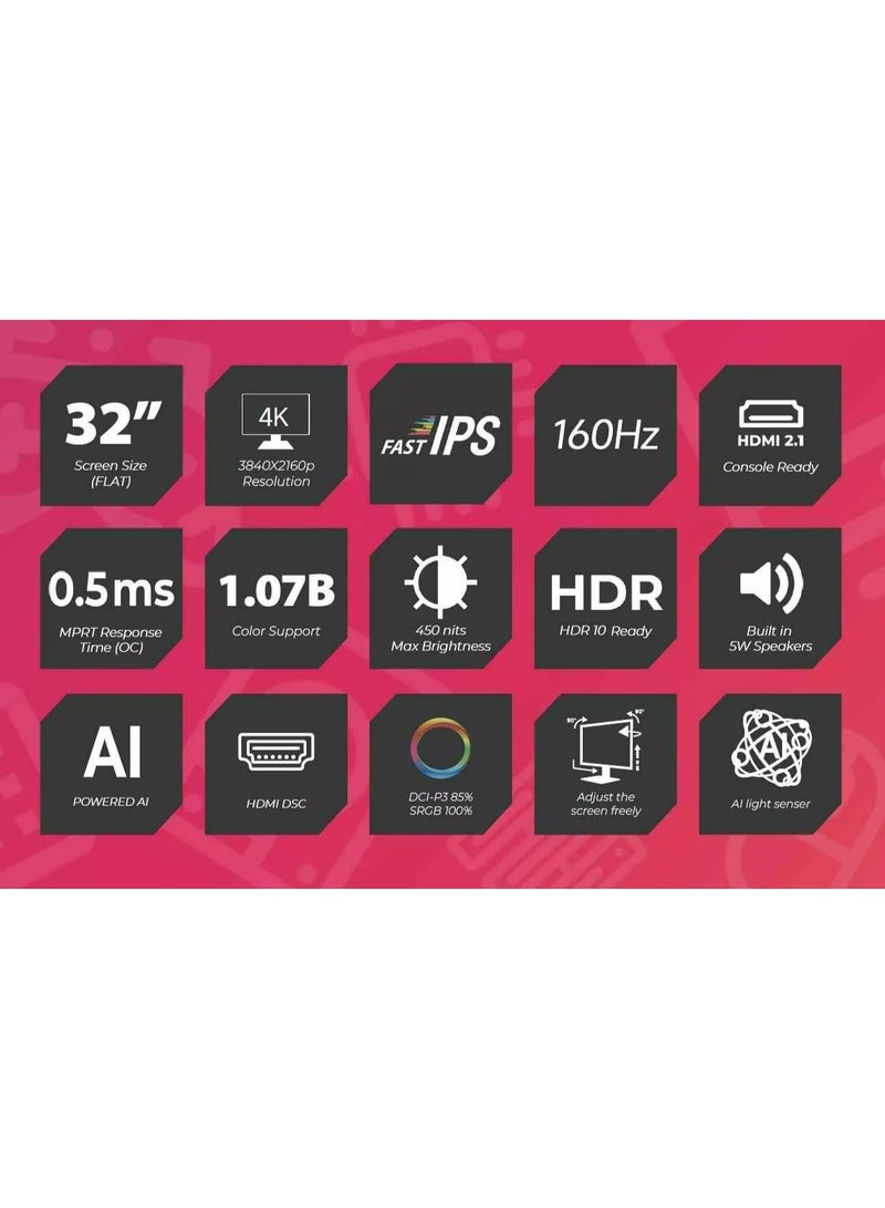 كي قيمنق 4K 32 Inch K Gaming Vision Forge V1 160Hz Gaming Monitor - Image 3