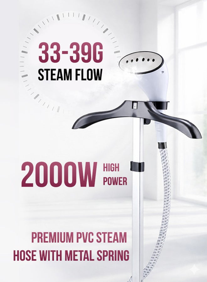 SONASHI Garment Steamer – Mechanical Control with 11 Fabric Levels | 1.8L Water Tank, Steam Flow 33–39g/min | Heat-Resistant Handle, Auto Power Off & Overheat Protection | ABS Hanger, PVC Steam Hose, Extendable Aluminium Pole | 1.8 L 2000 W SGS-321N Pink - Image 3