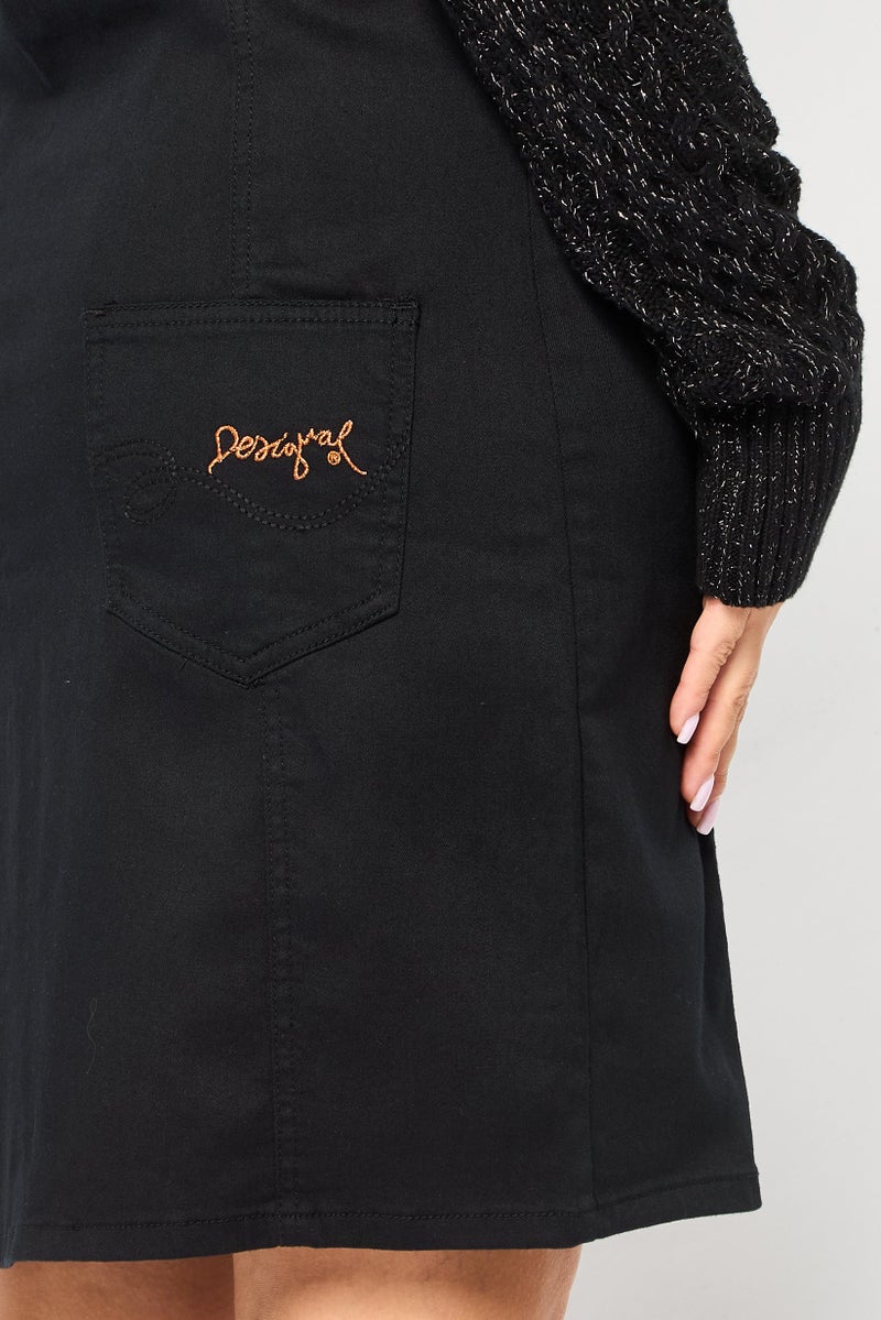 DESIGUAL Women Textured Denim Midi Dress, Black - Image 3