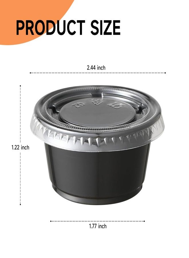 SUCITY 2oz Black Condiment Cups with Lids, (50 Pack) Jello Shot Cups, Dipping Sauce Cups, Portion Containers with Lids Ideal for Sauces - Image 5