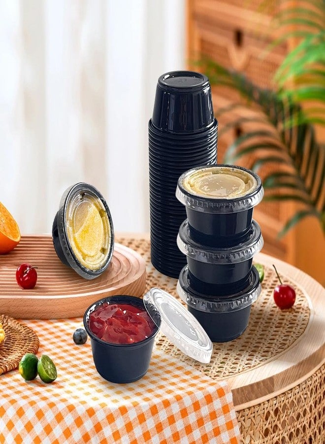 SUCITY 2oz Black Condiment Cups with Lids, (50 Pack) Jello Shot Cups, Dipping Sauce Cups, Portion Containers with Lids Ideal for Sauces - Image 2