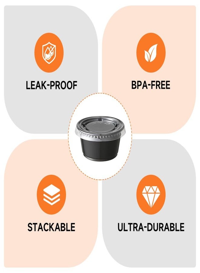 SUCITY 2oz Black Condiment Cups with Lids, (50 Pack) Jello Shot Cups, Dipping Sauce Cups, Portion Containers with Lids Ideal for Sauces - Image 4