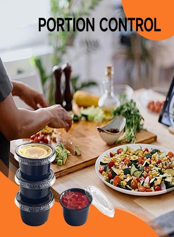 SUCITY 2oz Black Condiment Cups with Lids, (50 Pack) Jello Shot Cups, Dipping Sauce Cups, Portion Containers with Lids Ideal for Sauces - Image 3