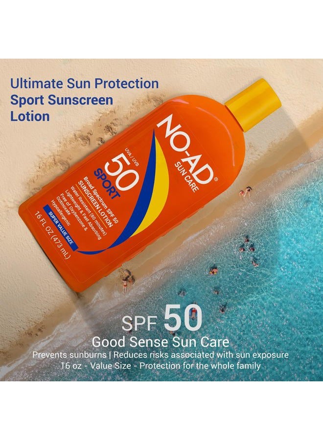 no ad No-Ad Sport Sunscreen Lotion, SPF 50 16 oz - Image 2