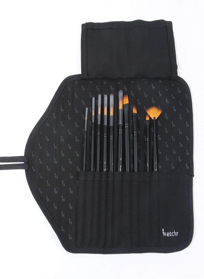 Etchr Professional Artist Paintbrushes - 10 Assorted Vegan-Friendly Watercolor Brushes in Carry Case - Quality Brush Set - Image 1