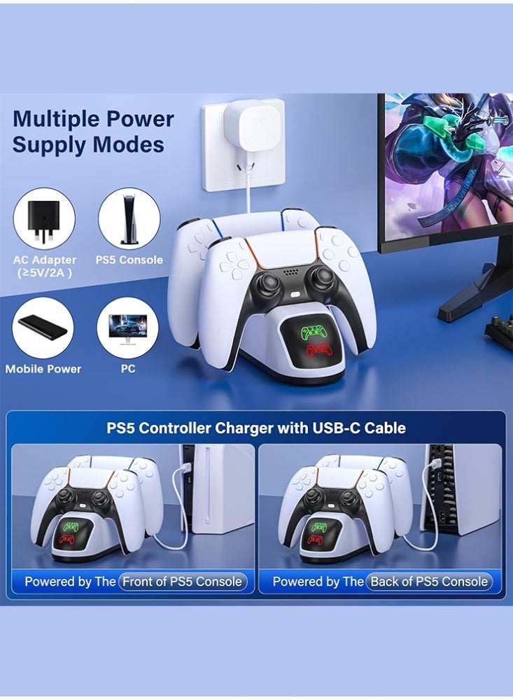 DOBE PS5 Charging Station, Dualsense Charging Station Dock for Dual PlayStation 5 Controllers with LED Indicator, Fast Charging Dock for PlayStation 5 Controller  - Image 4