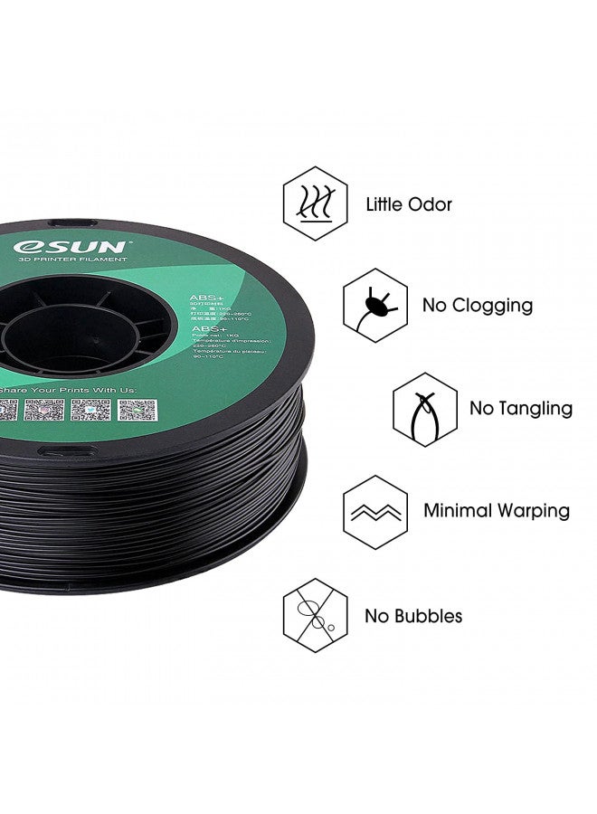 eSUN 1.75mm Black ABS+ 3D Printer Filament 1kg Spool (2.2lbs), Black - Image 2