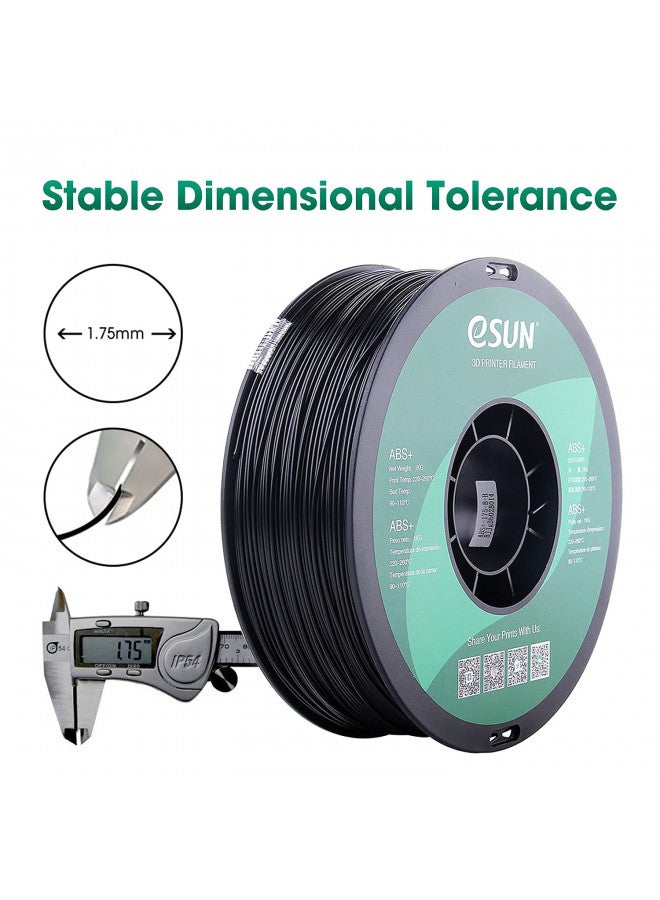 eSUN 1.75mm Black ABS+ 3D Printer Filament 1kg Spool (2.2lbs), Black - Image 1