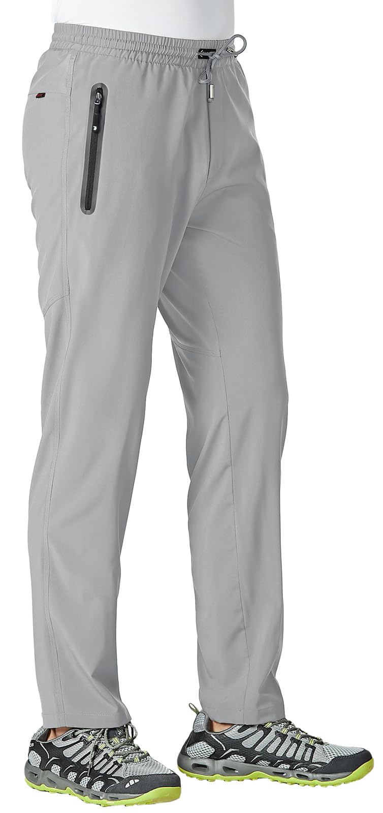 Rdruko Men's Sweatpants with Zipper Pockets Athletic Pants for Jogging, Workout, Gym, Running, Exercise Open Bottom(Light Grey, US L) - Image 2