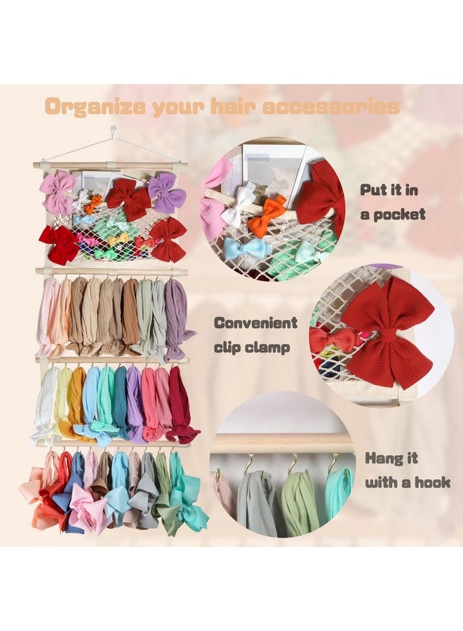 Alinmo Headband Holder Hair Bows Organizer for Baby Girls Large Capacity Bow Holder Hair Accessories Wall Hanging Organizer for Toddler Baby Girl Nursery Room Decor - Image 5