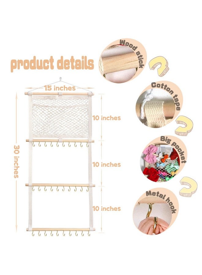 Alinmo Headband Holder Hair Bows Organizer for Baby Girls Large Capacity Bow Holder Hair Accessories Wall Hanging Organizer for Toddler Baby Girl Nursery Room Decor - Image 2