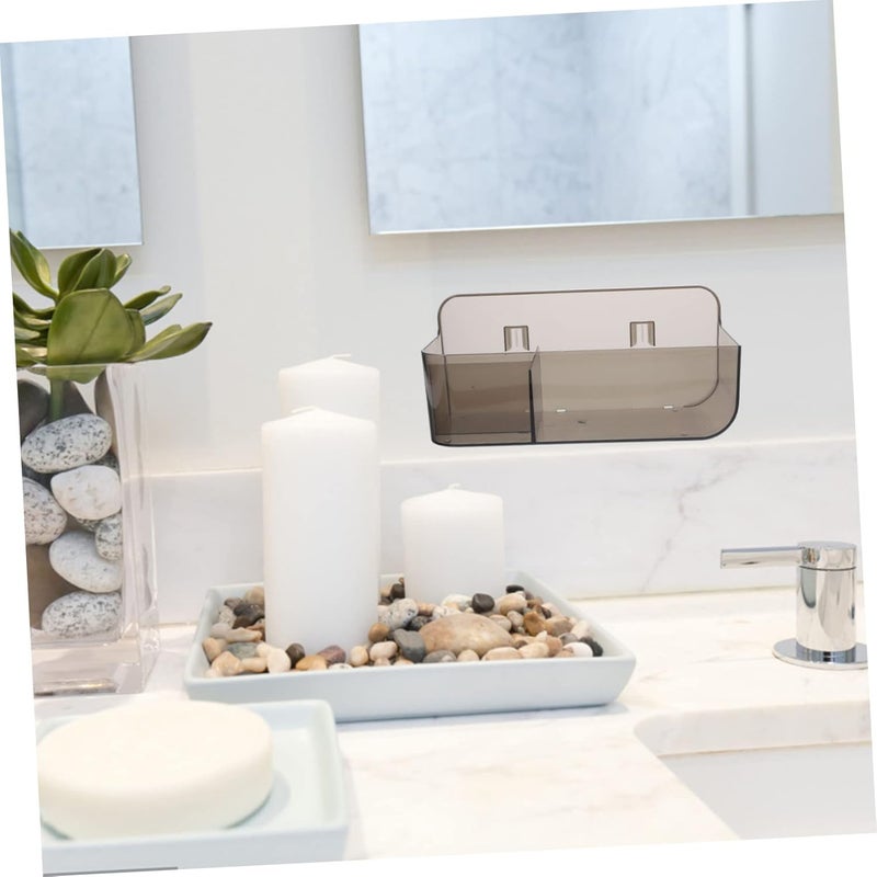 klarako 3pcs box Brown Control Makeup Rack Hanging Countertop Basket Cabinet Sundries Remote Shower Phone Wall-mounted Cosmetics Bathroom Display Home Organizer Storage Cosmetic Media - Image 3