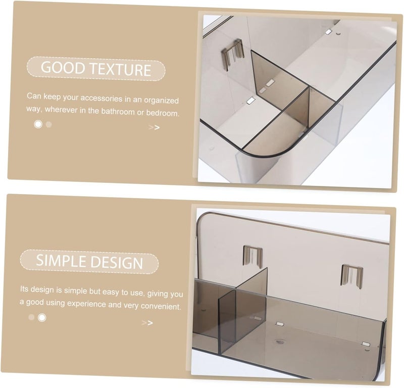 klarako 3pcs box Brown Control Makeup Rack Hanging Countertop Basket Cabinet Sundries Remote Shower Phone Wall-mounted Cosmetics Bathroom Display Home Organizer Storage Cosmetic Media - Image 4