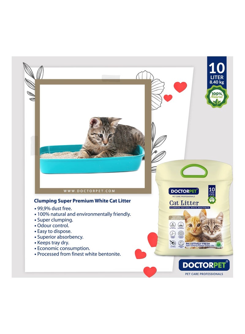 DOCTERPET Doctor Pet Cat Litter Unscented 10L – 100% Natural Clumping Bentonite, Ultra Absorbent,Easy Scooping, Dust-Free, Odor Control, Easy Scooping, Hypoallergenic & Non-Stick Paw Formula - Image 5