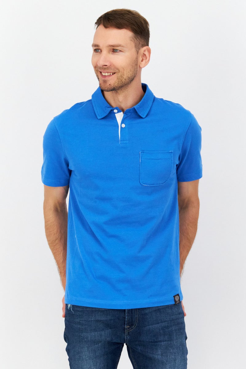 VINCE CAMUTO تي شيرت بولو بأكمام قصيرة للرجال بتصميم عادي وشعار مطرز، أزرق - Image 1