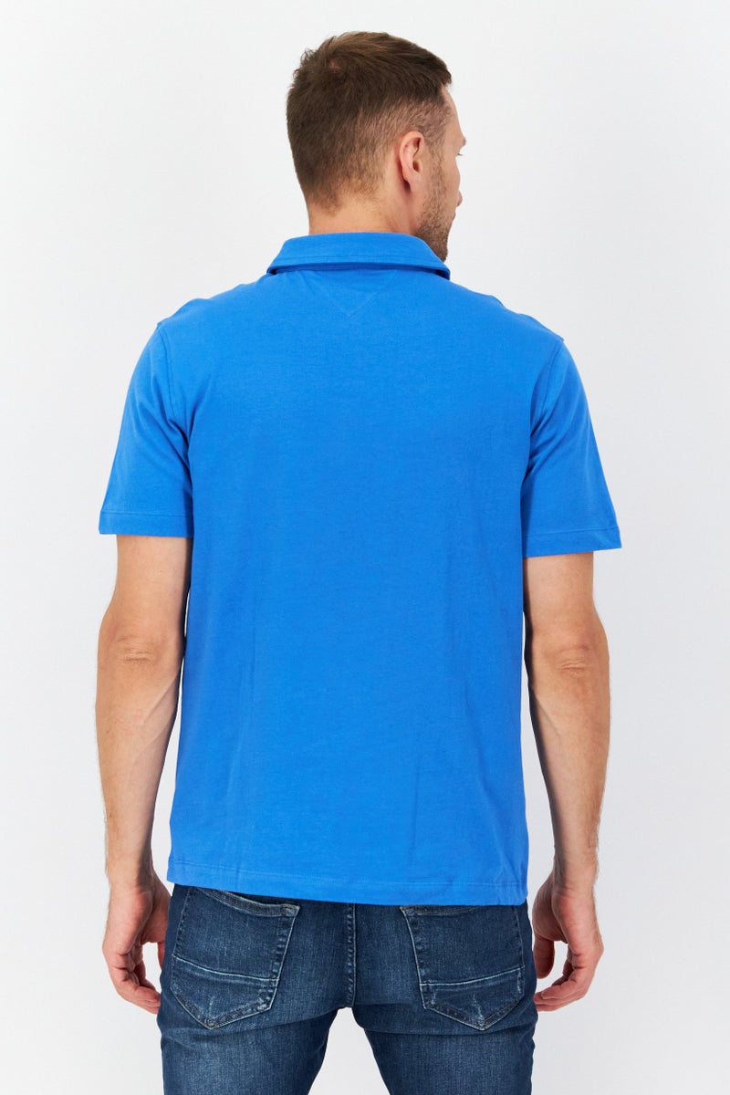 VINCE CAMUTO تي شيرت بولو بأكمام قصيرة للرجال بتصميم عادي وشعار مطرز، أزرق - Image 3