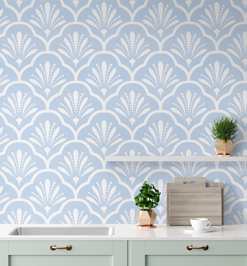Guvana 1732197 Peel and Stick Wallpaper Blue and White Contact Paper Geometric Removable Wallpaper Modern Self Adhesive Wall Paper for Room Wall Covering Vinyl Rolls