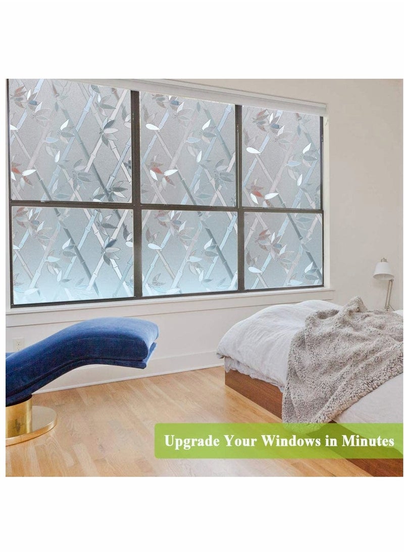 Window Films, Static Cling Window Film Bamboo, Stained Glass Door Film Privacy Window Tints, Anti-UV/Heat Control/No Glue for Home Office Decoration, 17.5In 78.7In - Image 4