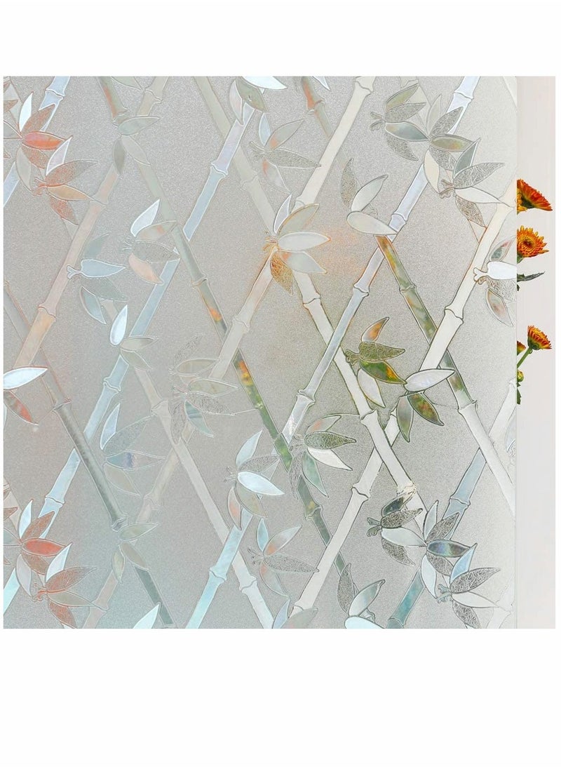 Window Films, Static Cling Window Film Bamboo, Stained Glass Door Film Privacy Window Tints, Anti-UV/Heat Control/No Glue for Home Office Decoration, 17.5In 78.7In - Image 1