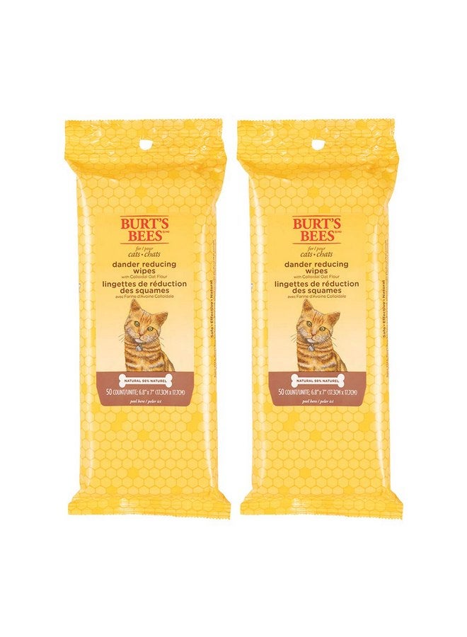 Burt's Bees for Cats Natural Dander Reducing Wipes | Kitten and Cat Wipes for Grooming | Cruelty Free, Sulfate & Paraben Free, pH Balanced for Cats | Made in USA | 50 Count - 2 Pack (100 Wipes) - Image 1