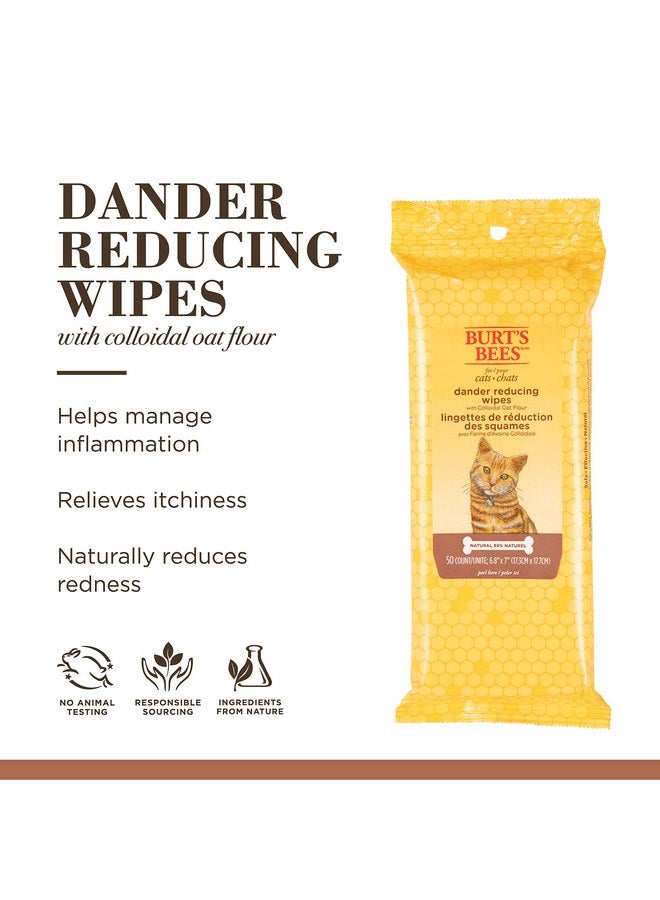 Burt's Bees for Cats Natural Dander Reducing Wipes | Kitten and Cat Wipes for Grooming | Cruelty Free, Sulfate & Paraben Free, pH Balanced for Cats | Made in USA | 50 Count - 2 Pack (100 Wipes) - Image 4
