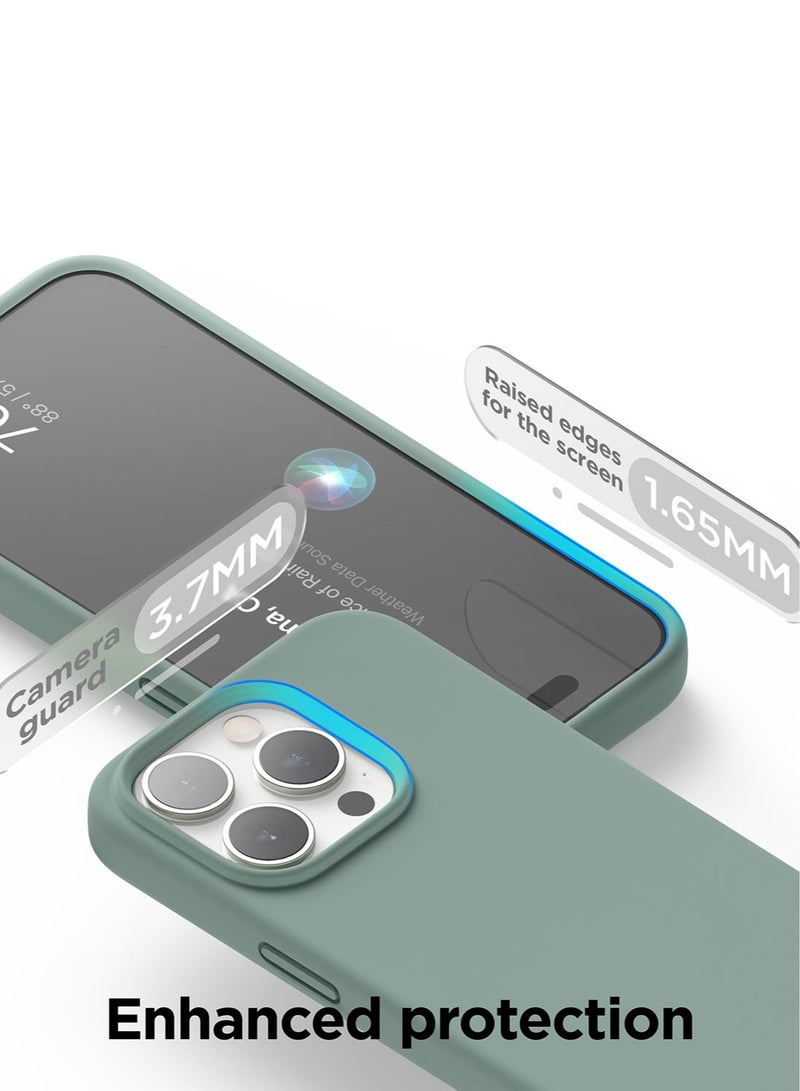 Elago Liquid Silicone for iPhone 15 PRO Case Cover with Full Body Protection, Shockproof, Slim, Anti-Scratch Soft Microfiber Lining - Midnight Green - Image 5