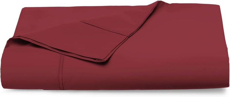PIZUNA 100% Cotton Flat Bedsheet Double Bed 230x280 cm Rio Red 1 PC, 400 Thread Count Luxurious Long Staple Cotton Sateen Weave Bed Sheet Rio Red (ملاءة سرير مسطحة من القطن 100%) - Image 1