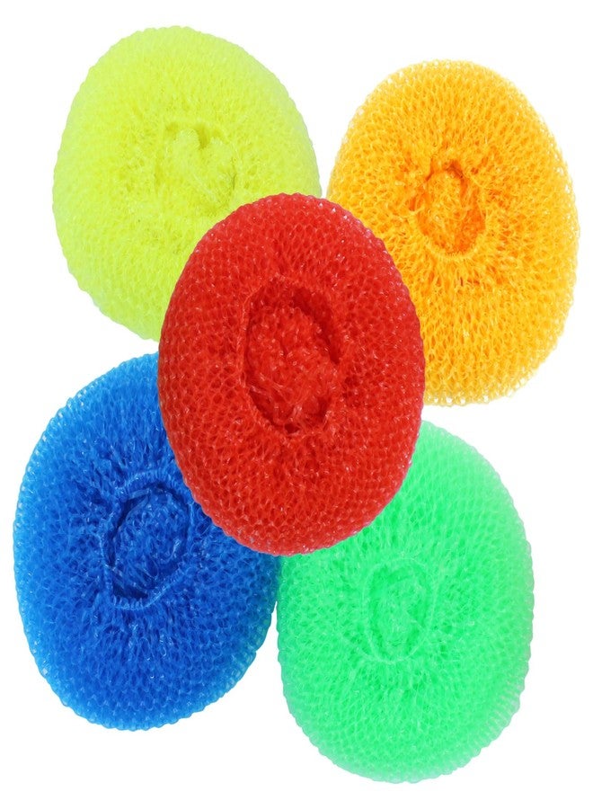 Verkelly 15 Pcs Plastic Dish Scrubbers, Nylon Scouring Pad Mesh Pot Scourers (Yellow+Blue+Red+Green+Orange) - Image 1