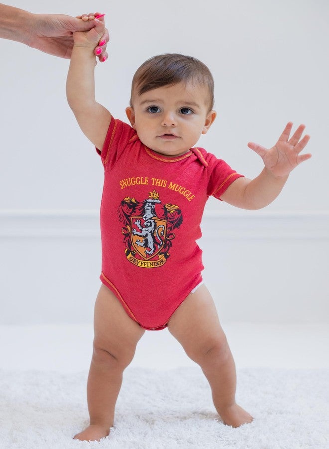 Harry Potter Gryffindor Hufflepuff Ravenclaw Slytherin Infant Baby Boys 4 Pack Bodysuits 18 Months - Image 2