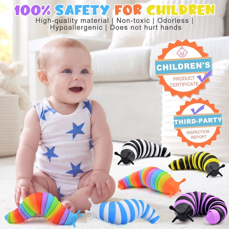Cevioce Sensory Slug Fidget Toys for Adults & Kids, 6Pcs Cute Autism Sensory Toys for Autistic Children, Party Favors, Toddler & Travel Toys Age 3+ - Image 2