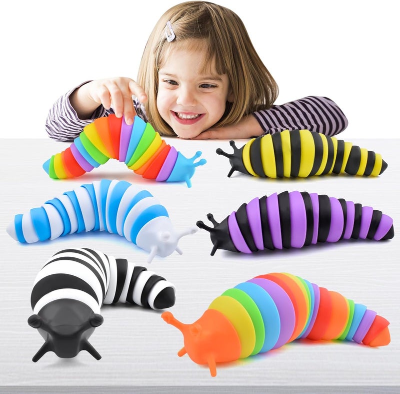 Cevioce Sensory Slug Fidget Toys for Adults & Kids, 6Pcs Cute Autism Sensory Toys for Autistic Children, Party Favors, Toddler & Travel Toys Age 3+ - Image 1