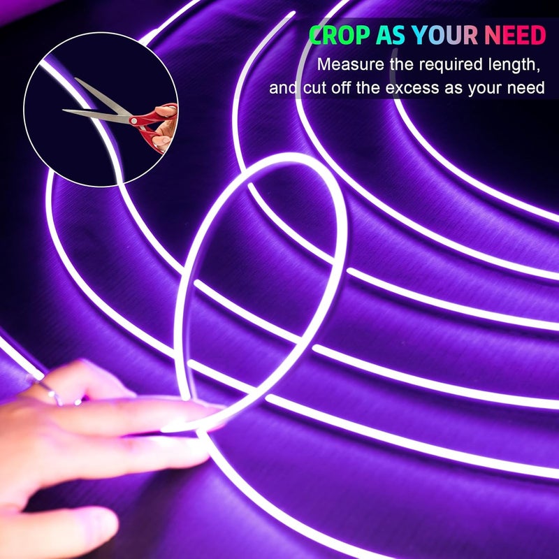 Amki Acrylic Interior Car LED Strip Light with Wireless APP, RGB 6 in 1 and 175 inches 593 LEDs,Car Ambient Lighting Kits Sound Active Function Music Sync LED Strip for Car Accessories - Image 4