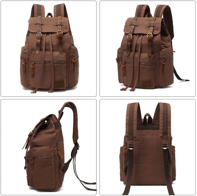 AUGUR High Capacity Canvas Vintage Backpack - for Camping Hiking Travel 12-17" Laptop - Image 3
