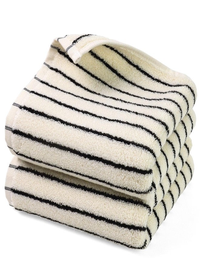 Jacquotha Black and White Striped Hand Towels for Bathroom, Vintage Kitchen Decor, Guest Use, Adults & Kids, Natural Cotton, 14” x 29” - Image 1