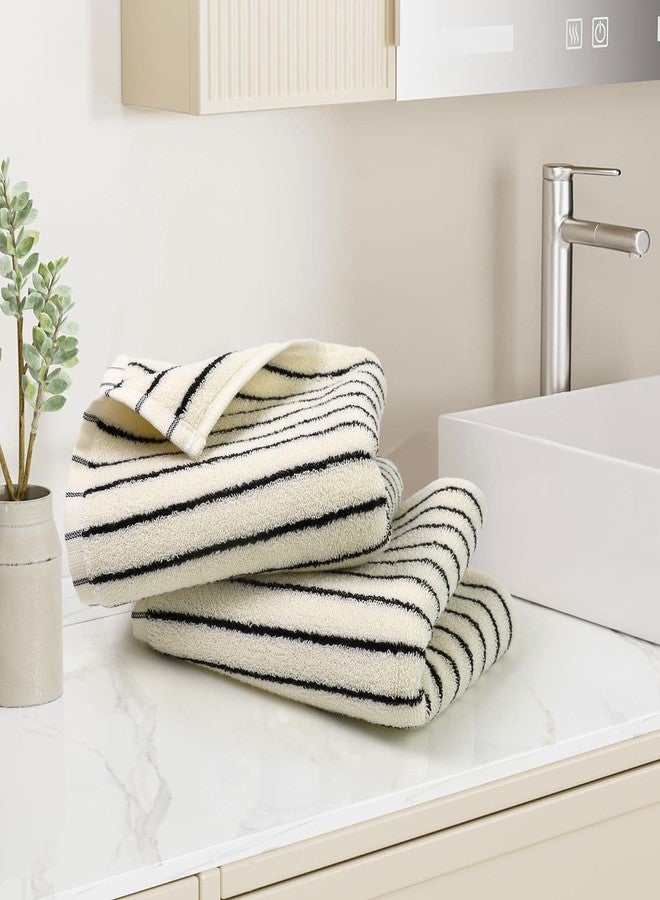 Jacquotha Black and White Striped Hand Towels for Bathroom, Vintage Kitchen Decor, Guest Use, Adults & Kids, Natural Cotton, 14” x 29” - Image 4