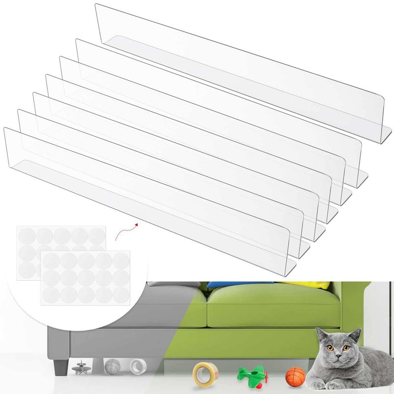 WXJ13 7 Pack 1575 L x 24 H Under Sofa Blocker ClearAcrylic Couch BlockerToy Blocker for Under Couch with 30 Double Sided Adhesive SpotsPrevent Pets or Things from Getting Under The Furniture